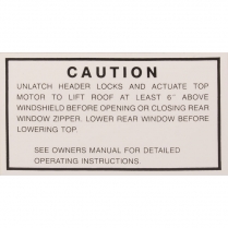Decal - Covertible Top Warning - 1955-56 Ford Car  
