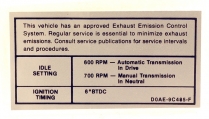 Decal - Emission - 351-4V AT/MT - 1970 Ford Car  