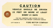 Tag - Caution Drive Vehicle - 1962-69 Ford Car