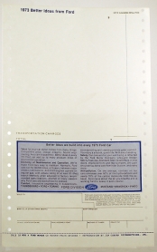 New Vehicle Window Price Sticker - 1973 Ford Car  