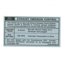 Decal - Emission - 351-2V AT - 1970 Ford Car  