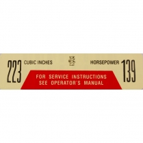 Decal - Air Cleaner - 223/139 H.P. - 1957-60 Ford Truck    