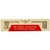 Decal - Air Cleaner - 292/160 H.P. - 1961-64 Ford Truck    
