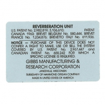 Decal - Reverberation Unit Decal - 1964-65 Ford Car  