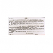 Warranty Instruction Card - 1967 Ford Car