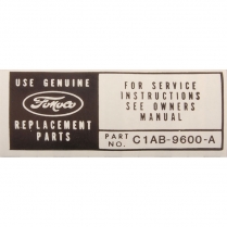 Decal - Air Cleaner Service Instructions - 1961 Ford Car  