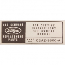 Decal - Air Cleaner Service Instructions - 1962 Ford Car  