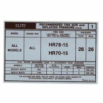 Decal - Tire Pressure - 1976 Ford Car  
