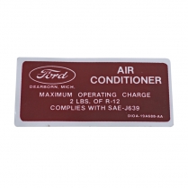 Decal - Air Conditioner Charge - 1971 Ford Car  