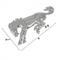 Emblem - Bronco Horse - Original - Mounting Stud & Clip - Chrome - 1980-88 Ford Bronco, 2021-22 Ford Bronco
