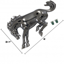 Emblem - Bronco Horse - Mounting Stud & Clip Type - Black Chrome - 1966-88 Ford Bronco, 2021-22 Ford Bronco
