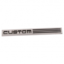 Fender Ornament - Chrome Plastic - "CUSTOM" - 1987-91 Ford Truck, 1987-91 Ford Bronco   