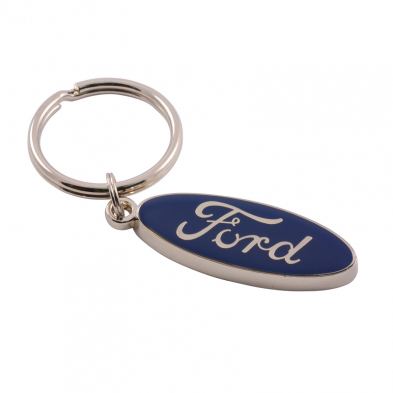 Key Chain - Blue Ford Script - Universal - Metal 3/4 view