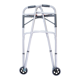 Steel Button Folding Walker with Wheels, Adult