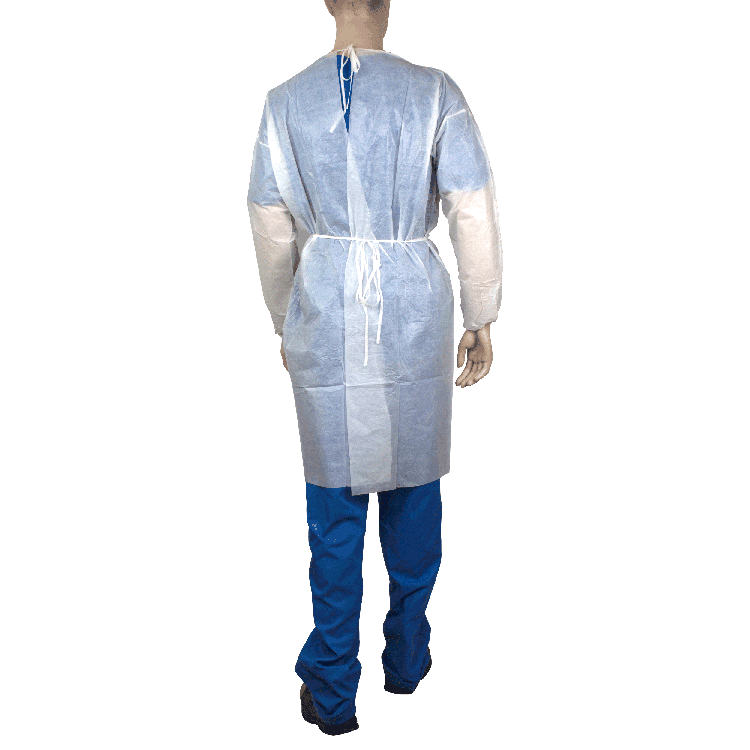 Precept® Blue Film Isolation Gown Over-the-Head Thumb Loop with Open Back,  Tapered Wrist – Aspen Surgical