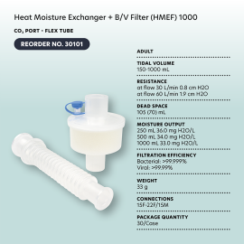 Heat Moisture Exchanger - BV Filter (HMEF) 1000, CO2 Port, F