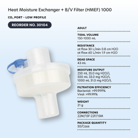 Heat Moisture Exchanger - BV Filter (HMEF) 1000, CO2 Port, L
