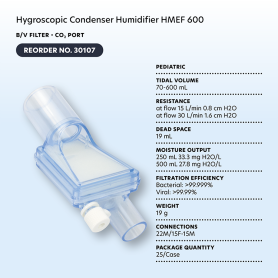 Hygroscopic Condenser Humidifier (HMEF) 600, BV Filter, CO2