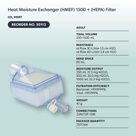 Heat Moisture Exchanger (HMEF)1500 - (HEPA) Filter, CO2 Port