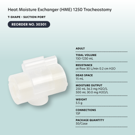 Heat Moisture Exchanger (HME) 1250 Tracheostomy, T-Shape, Su