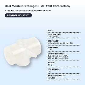 Heat Moisture Exchanger (HME) 1250 Tracheostomy, T-Shape, Su
