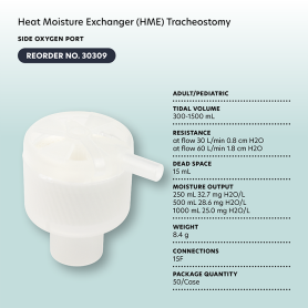Heat Moisture Exchanger (HME) Tracheostomy, Side Oxygen Port