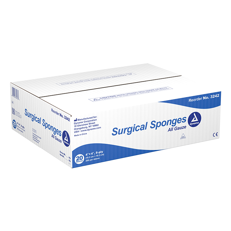  Dynarex Surgical Gauze Sponges - Absorbent Cotton Fabric with  Folded Edges - Soft, Durable, Individually Wrapped Dressing - 4x4, 12-Ply,  Sterile 2's - Box of 25 Pouches, 2 Sponges Per Pouch : Health & Household