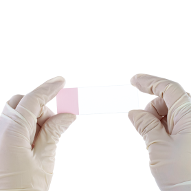 Microscope Slides, Frosted Pink, corner grounded