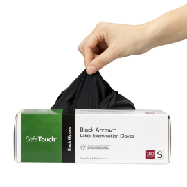 Black Arrow Latex Exam Gloves, Powder-Free
