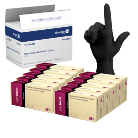 Safe-Touch Black Nitrile Exam Gloves, Powder-Free