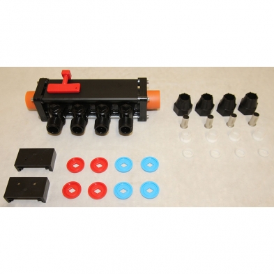 MXCD04-3 Pex Minibloc With Valves 1/2" 4 Port