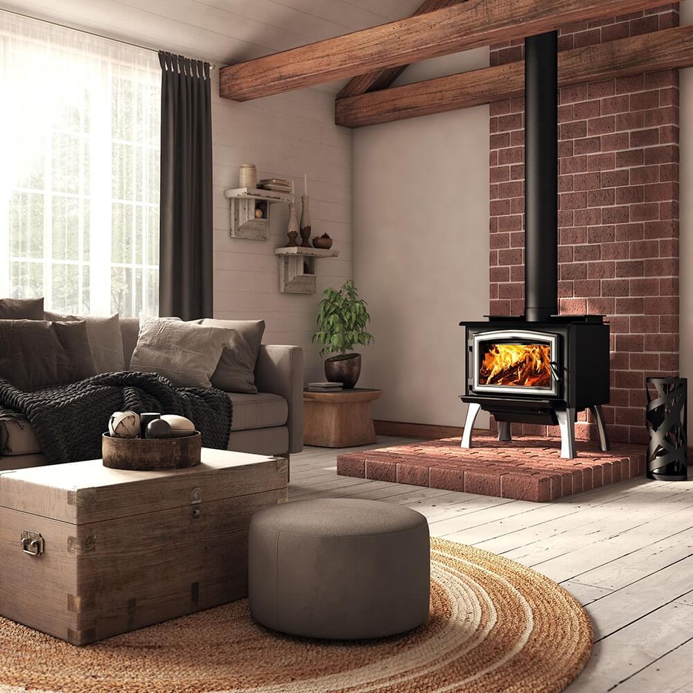 Osburn OB01700 Wood stove nickel leg view