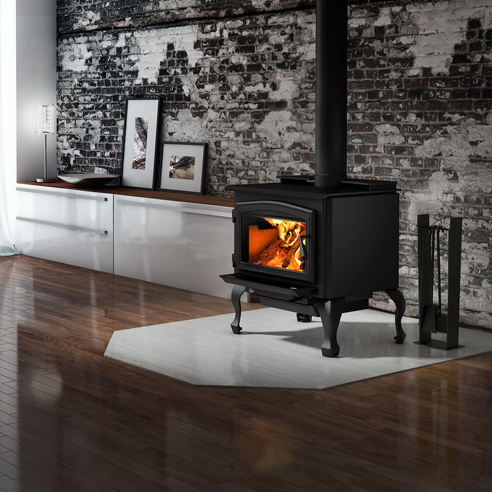 Osburn OB02015 Wood stove black door overlay black traditional legs