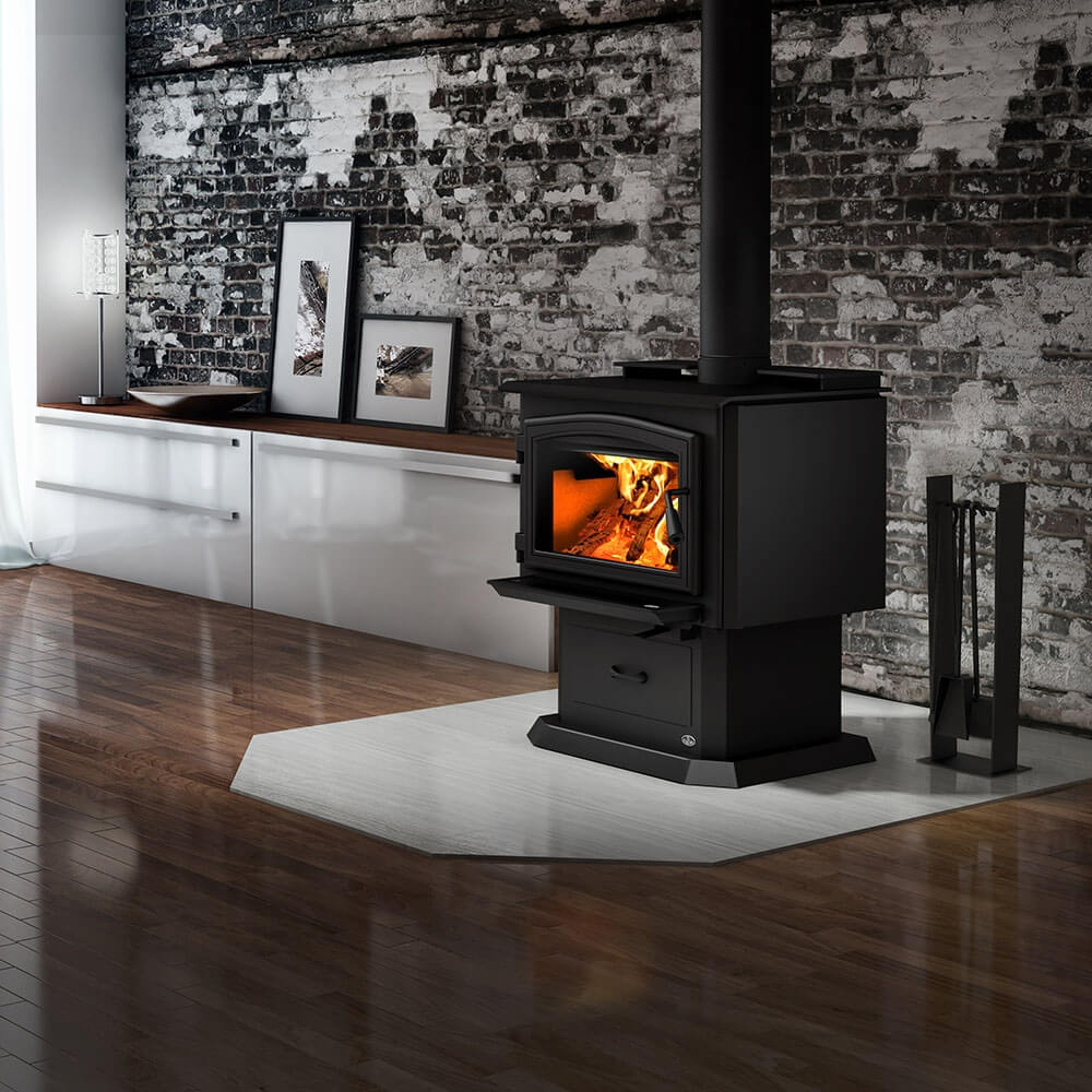 Osburn OB02015 Wood stove black door overlay pedestal