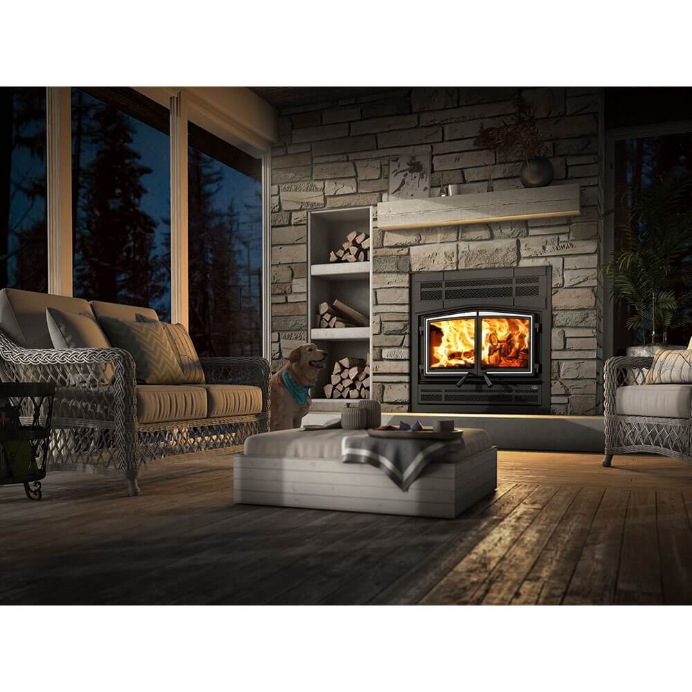 Osburn OB04007 Wood Fireplace  Prairie Style Faceplate Brushed Nickel Overlay